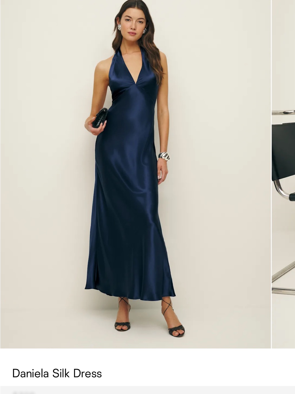 Reformation Daniela Silk Dress - Navy